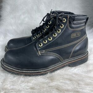 Ramrods Steel Toe Work Boots Black Leather Safety Mens Shoes Size 10